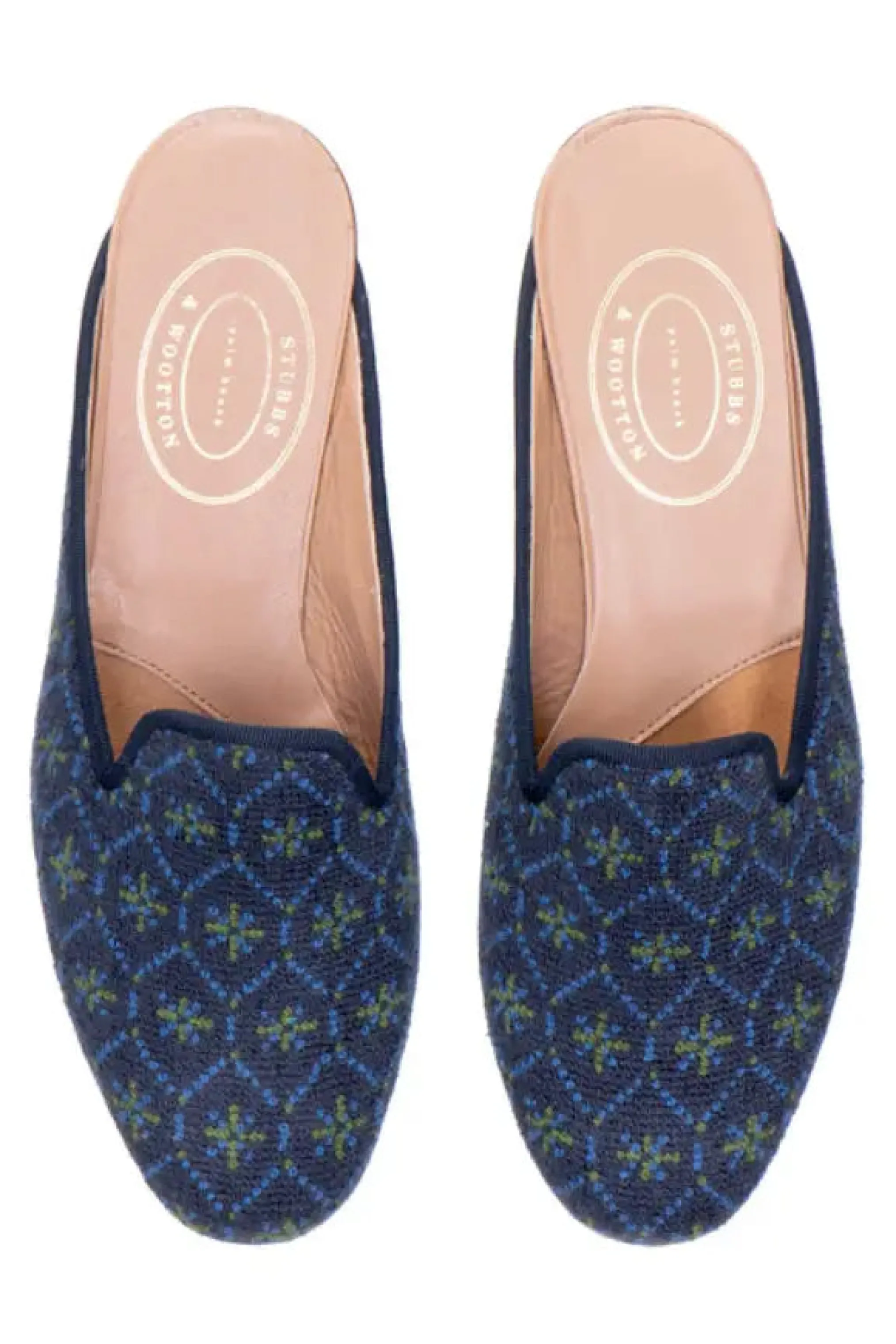 Bath Navy Needlepoint Mule (Women)