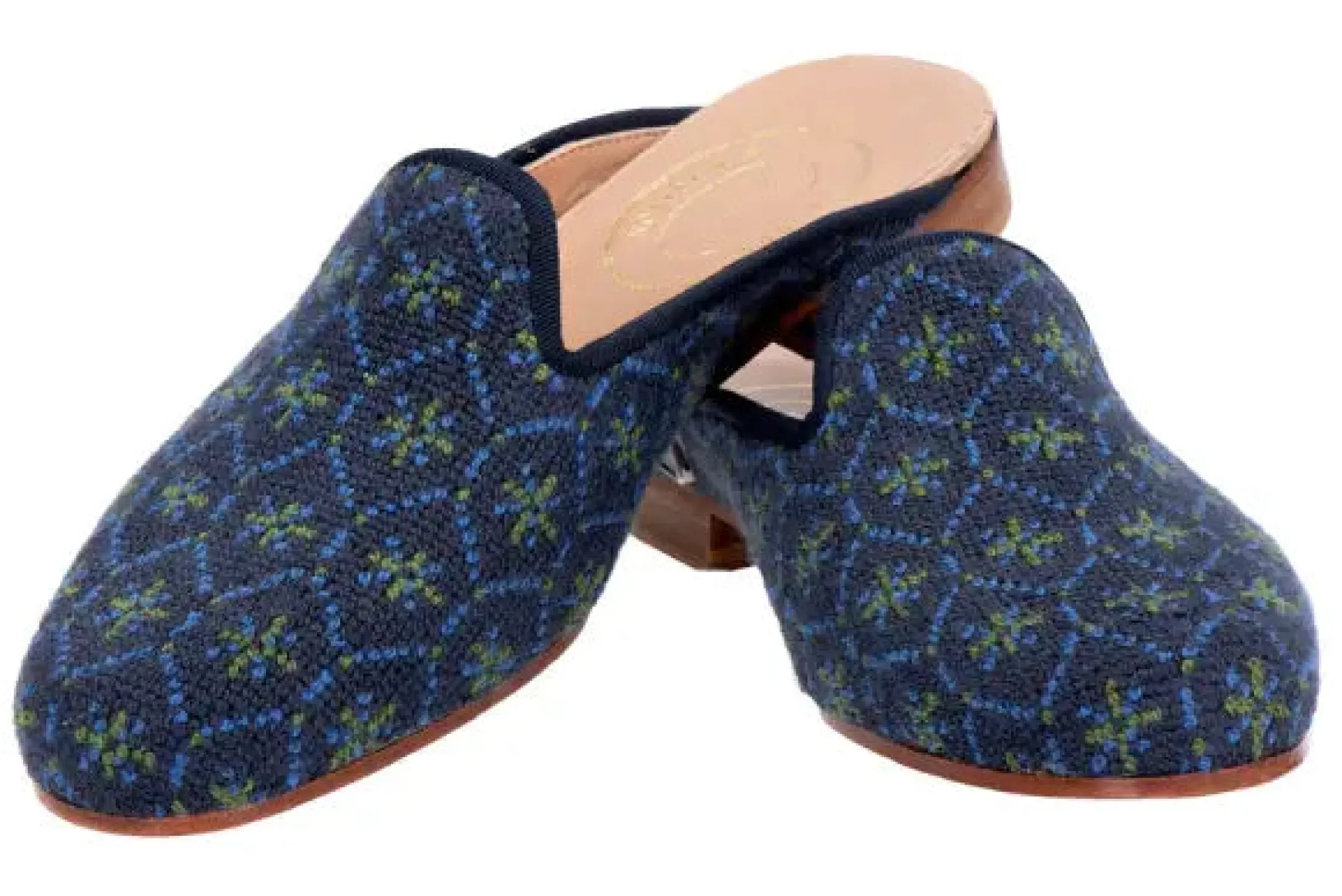 Bath Navy Needlepoint Mule (Women)