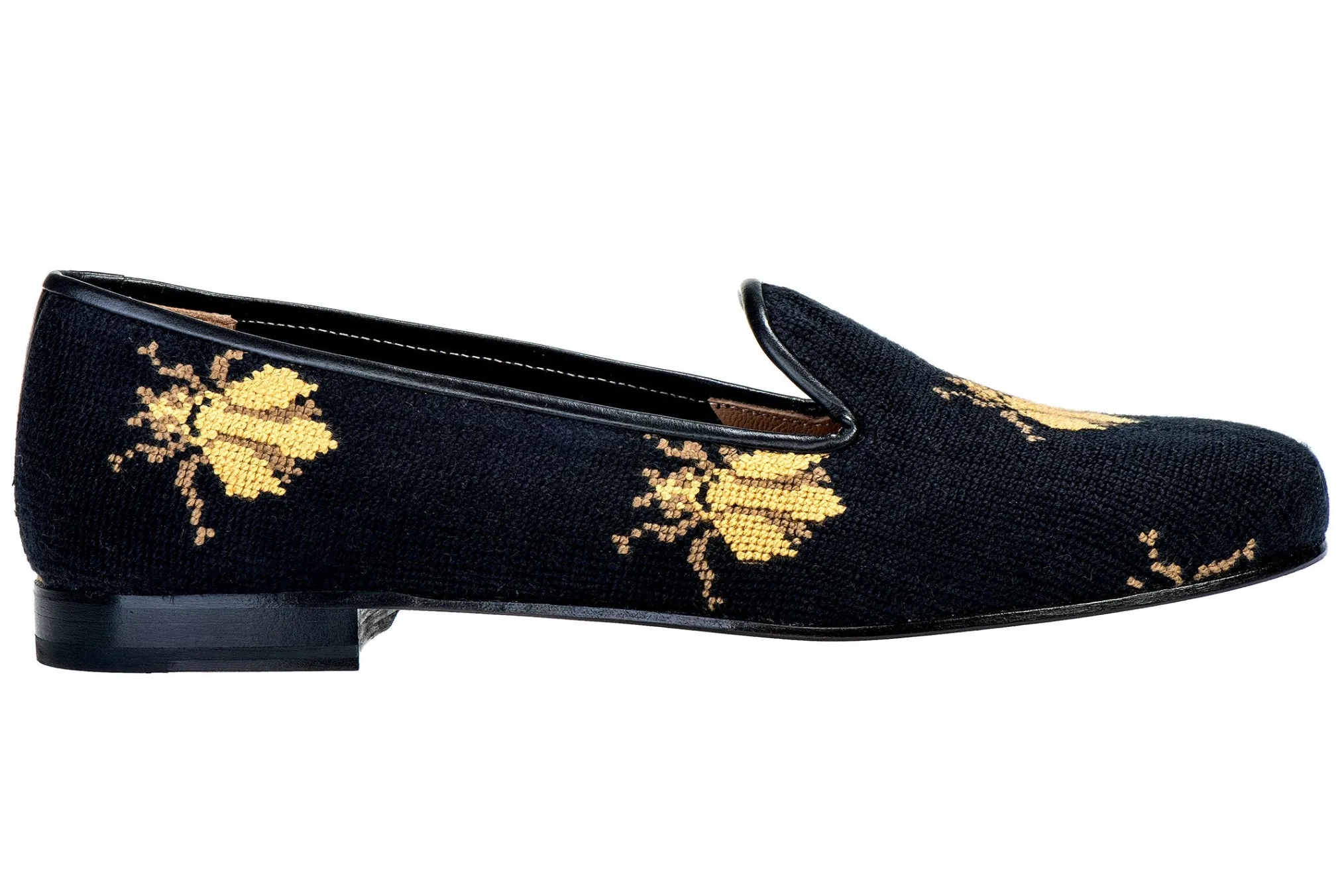 Bee Black Needlepoint Slipper (Women)