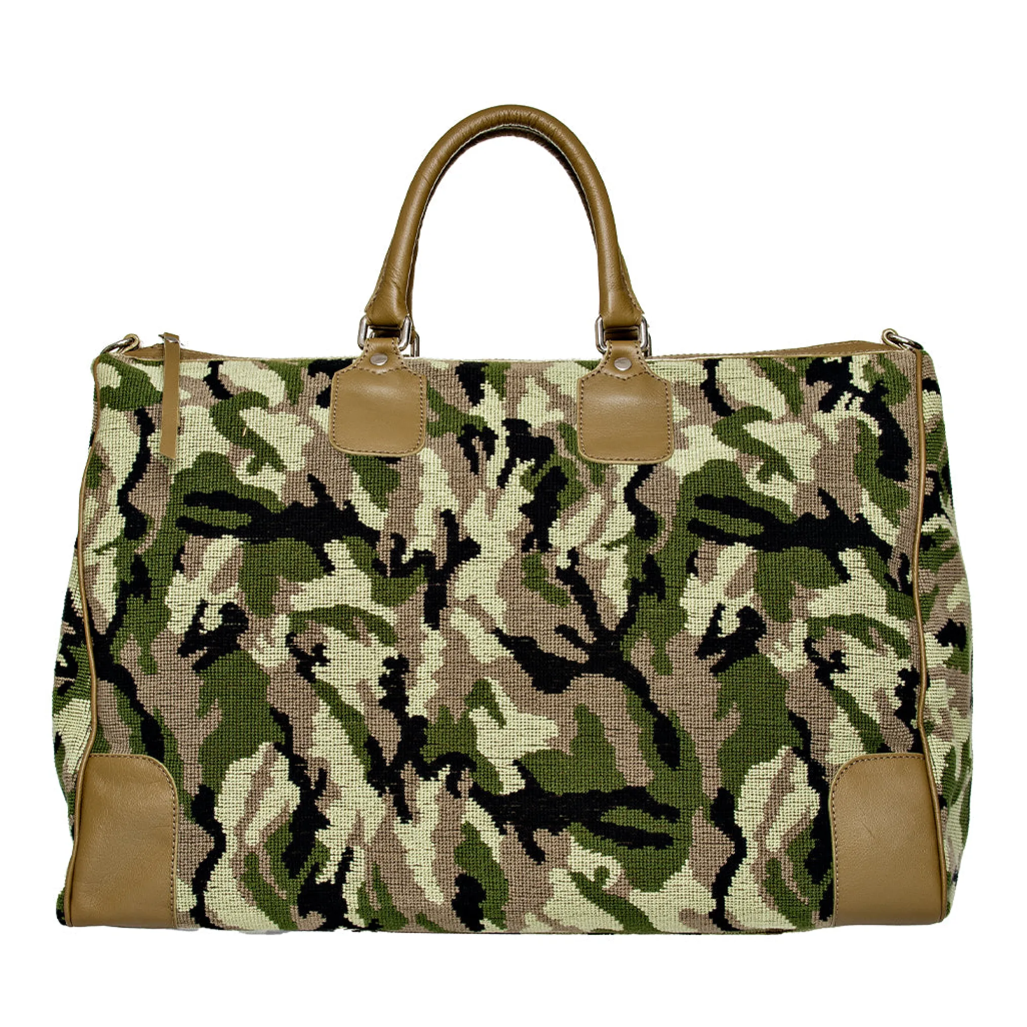 Camo Green Needlepoint Weekender
