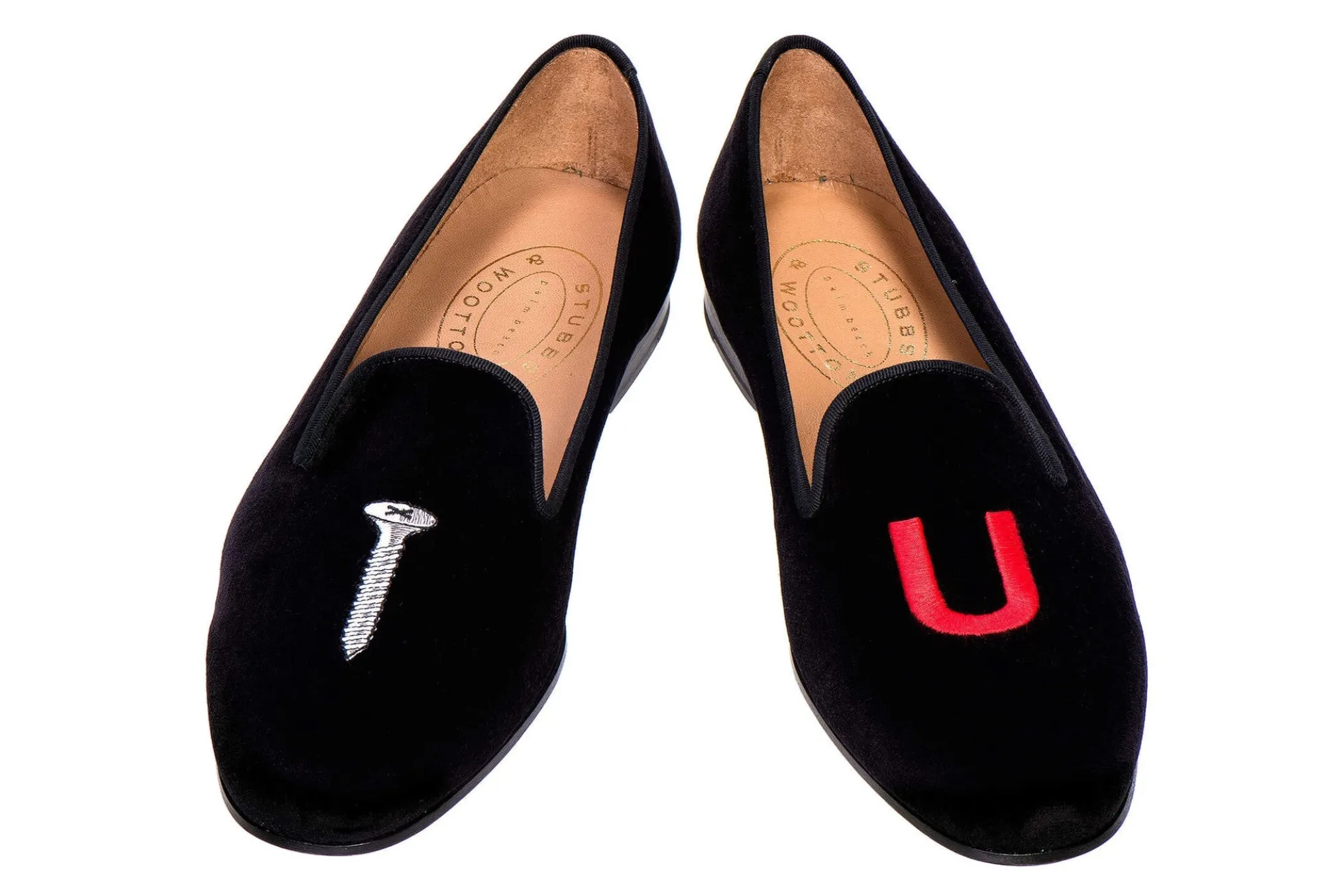 College Black Velvet Slipper (Wide)