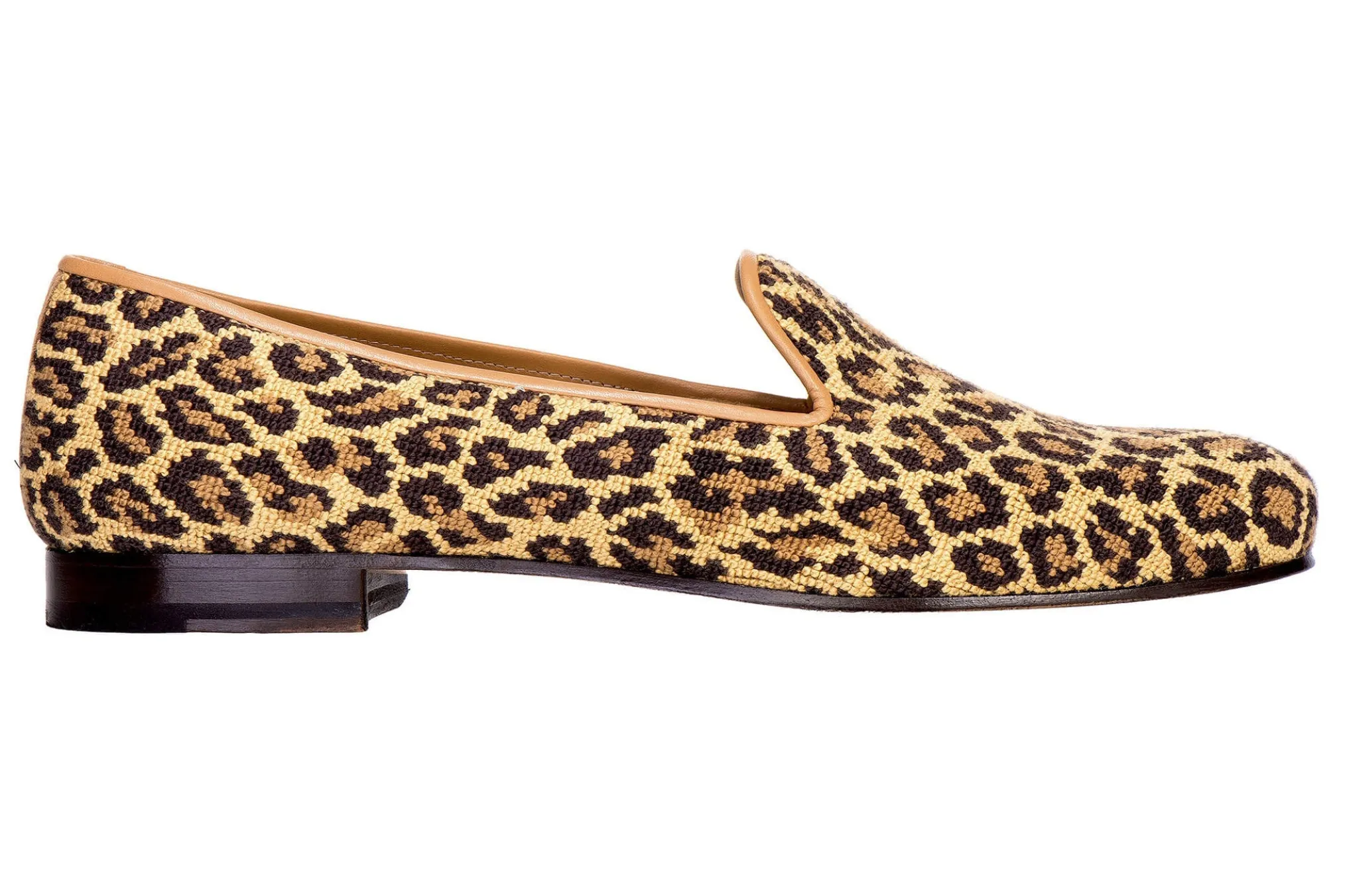 Jane Leopard Needlepoint Slipper (Wide)