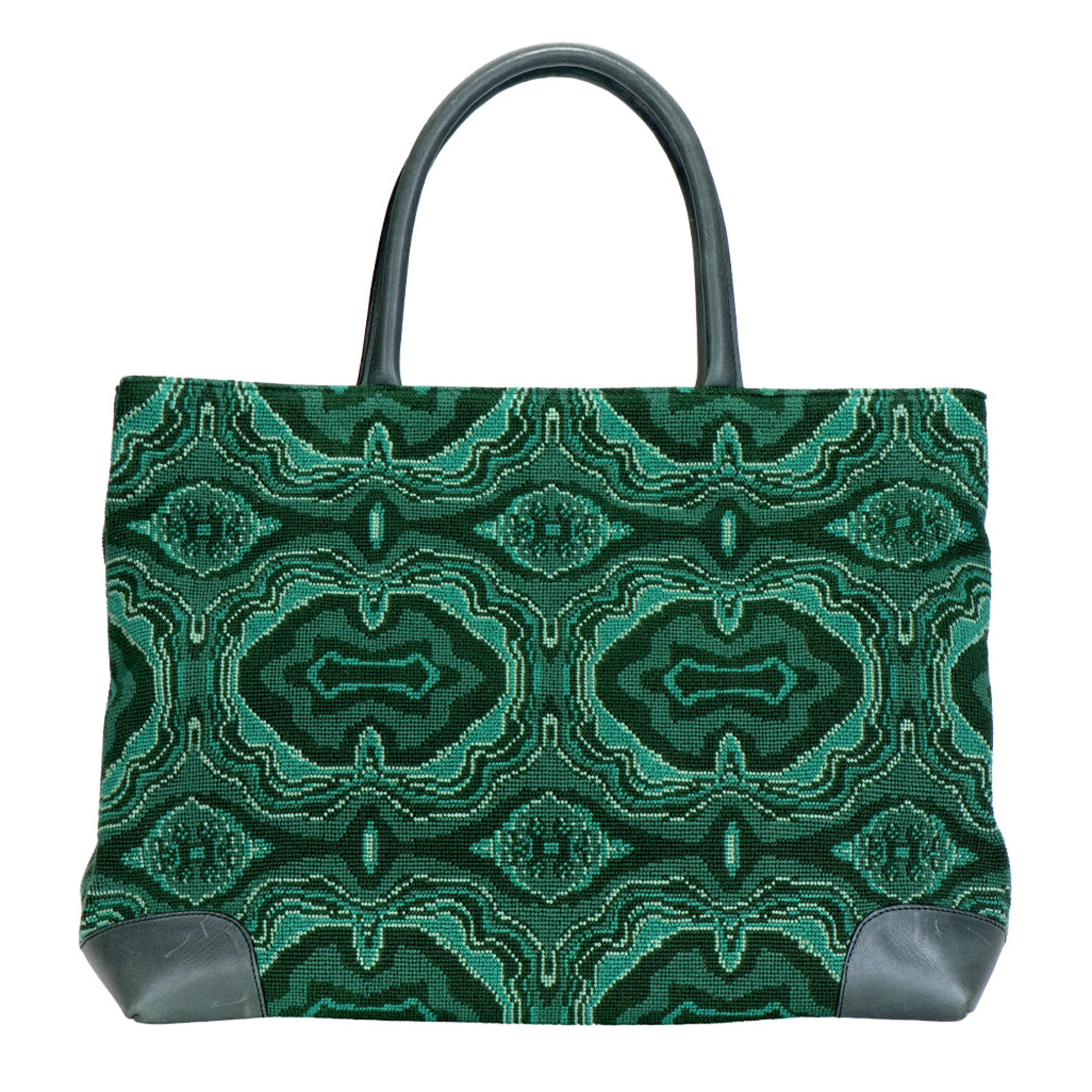 Malachite Needlepoint Tote