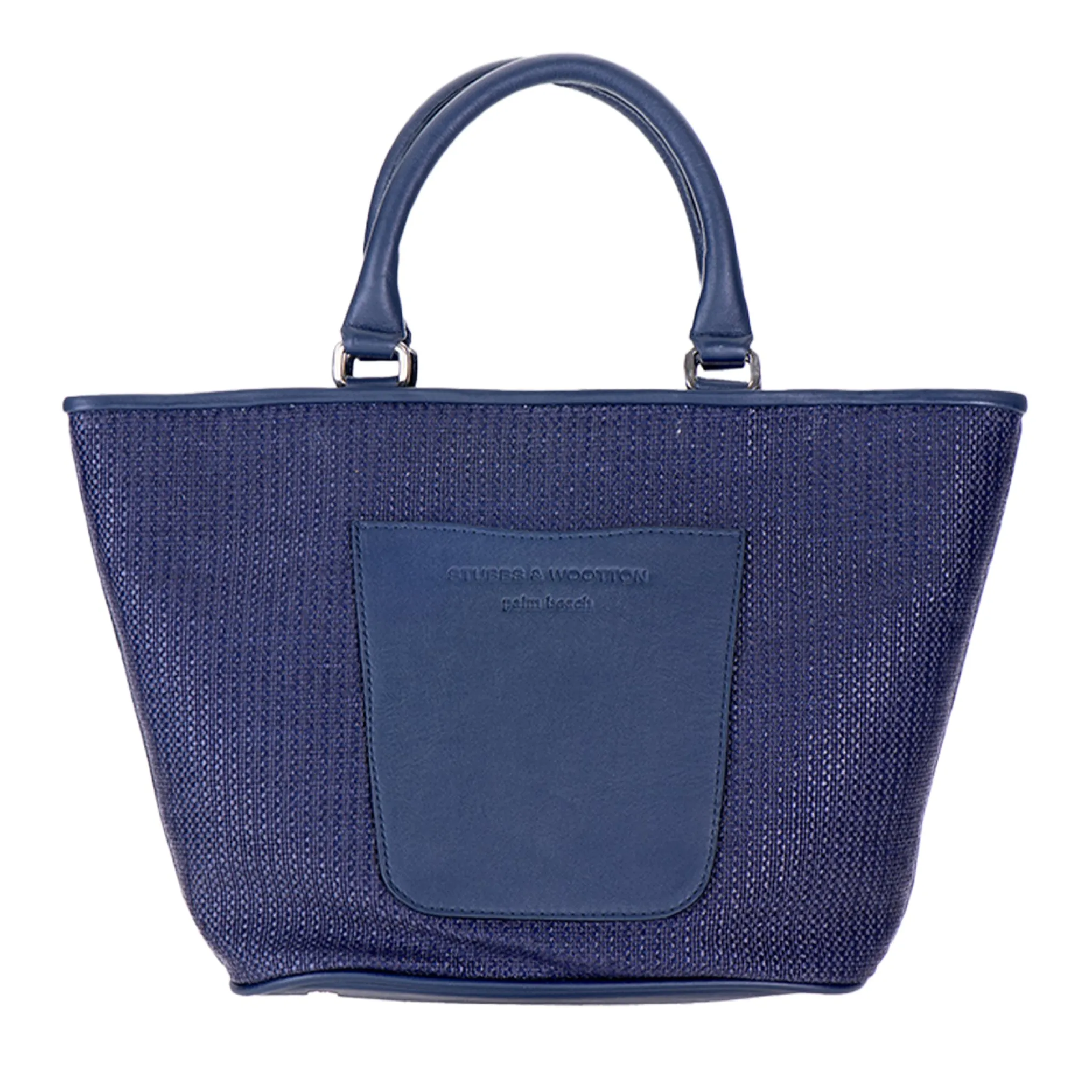 Navy Raffia Midi Tote