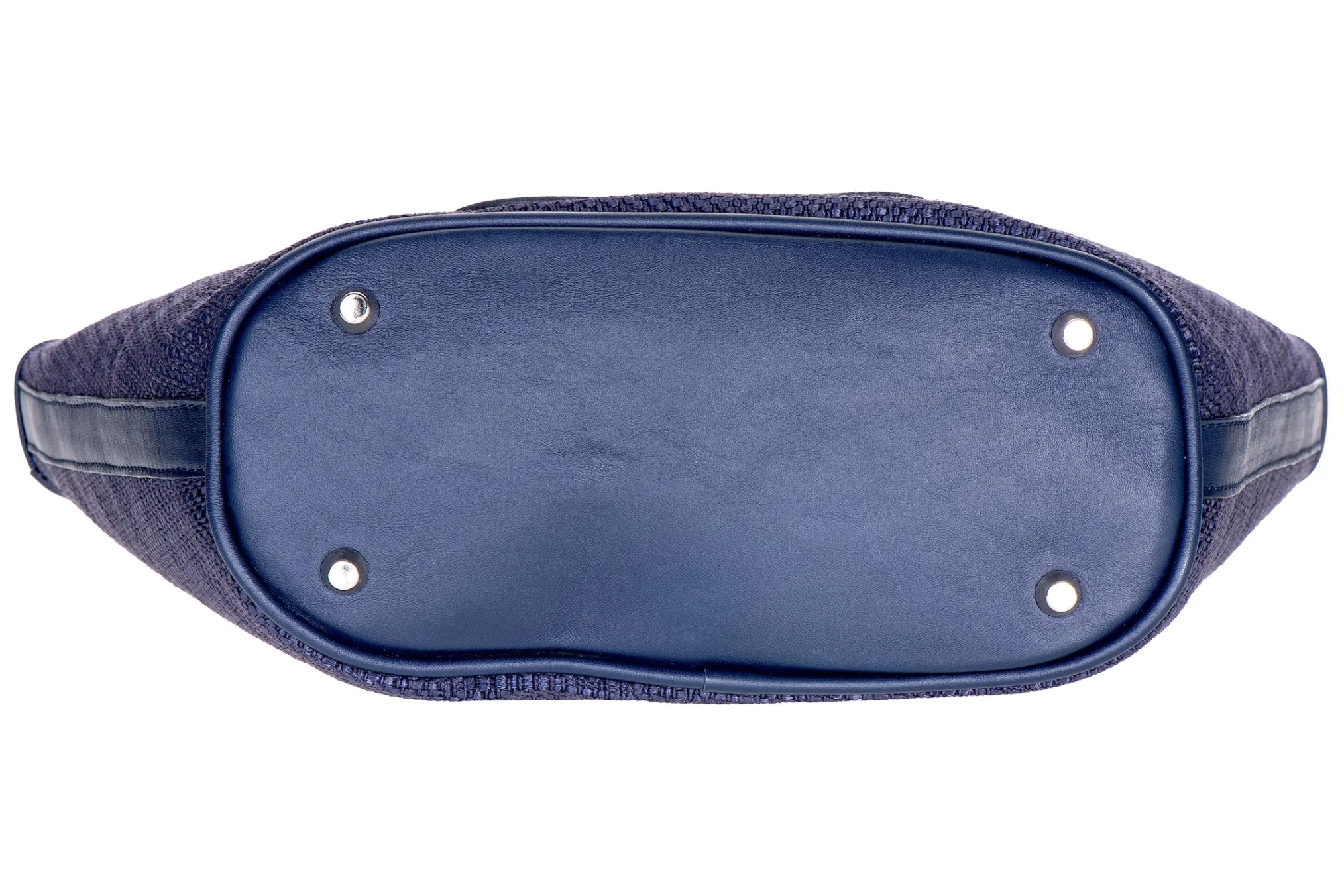 Navy Raffia Midi Tote