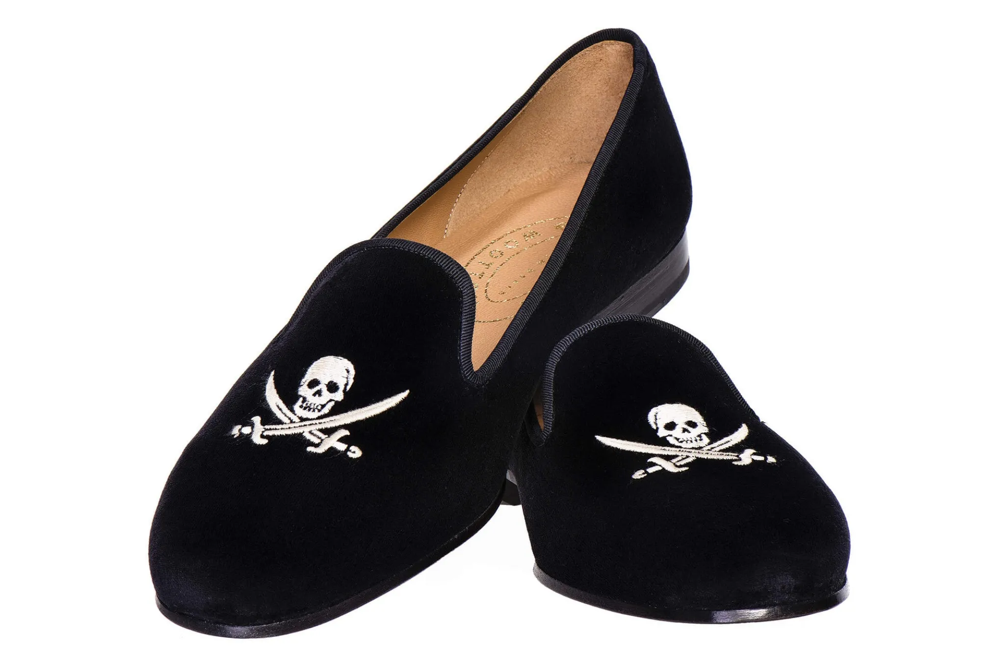 Skull Black Velvet Slipper (Women)