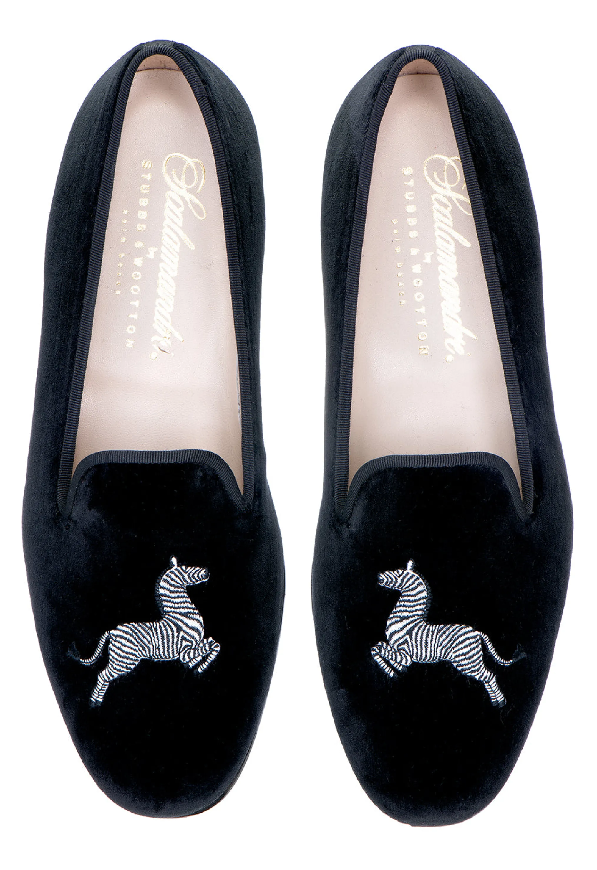 Zebra Black Velvet Slipper (Men)
