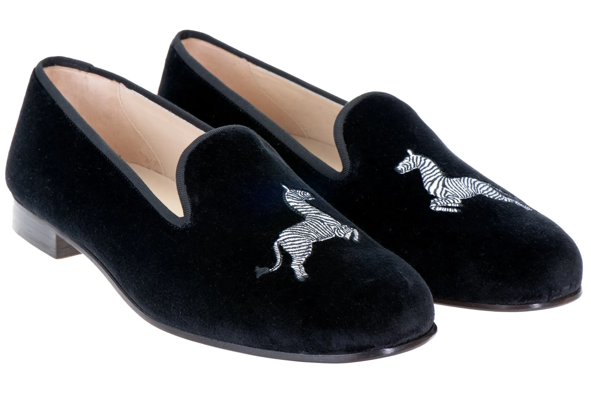 Zebra Black Velvet Slipper (Men)