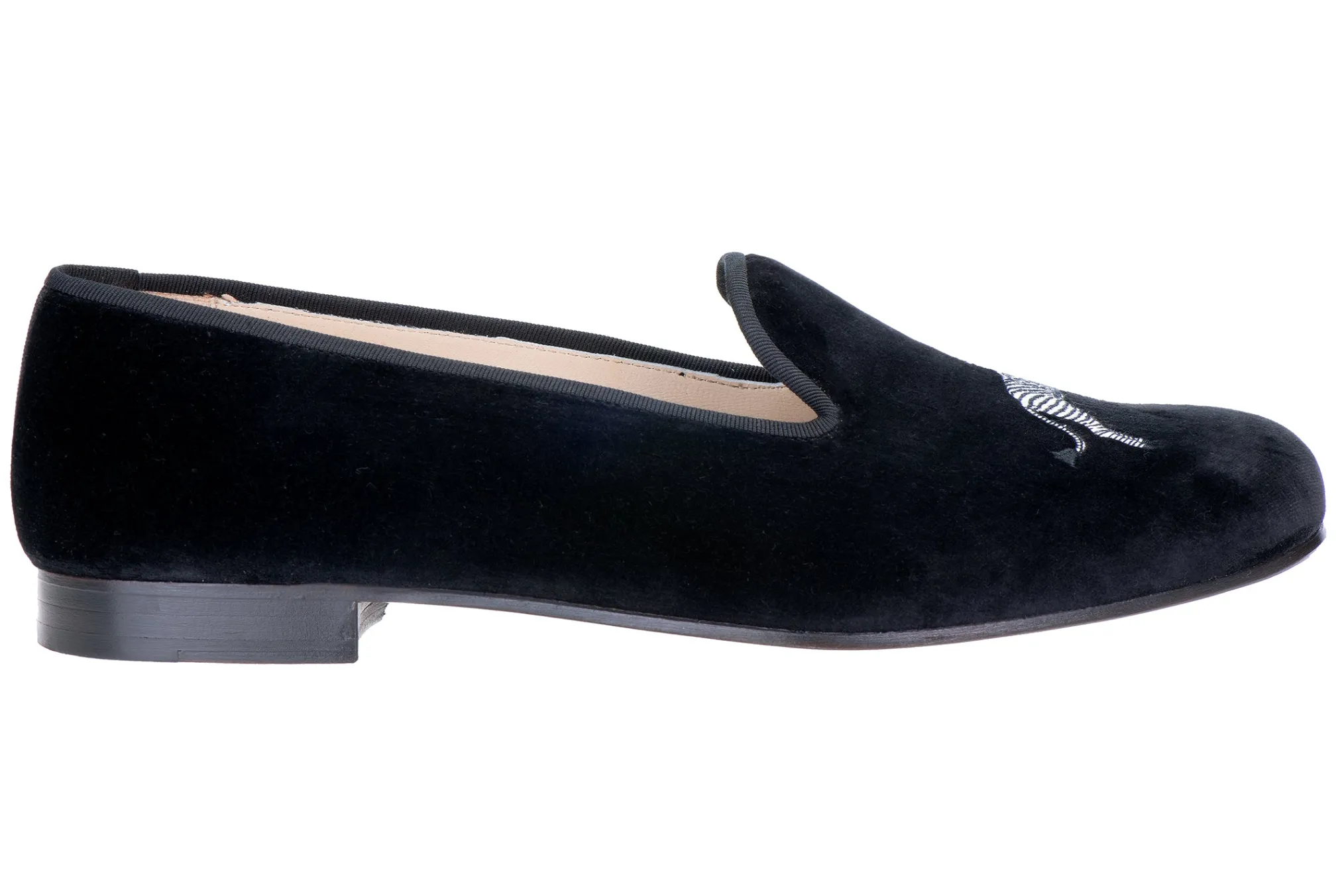 Zebra Black Velvet Slipper (Women)