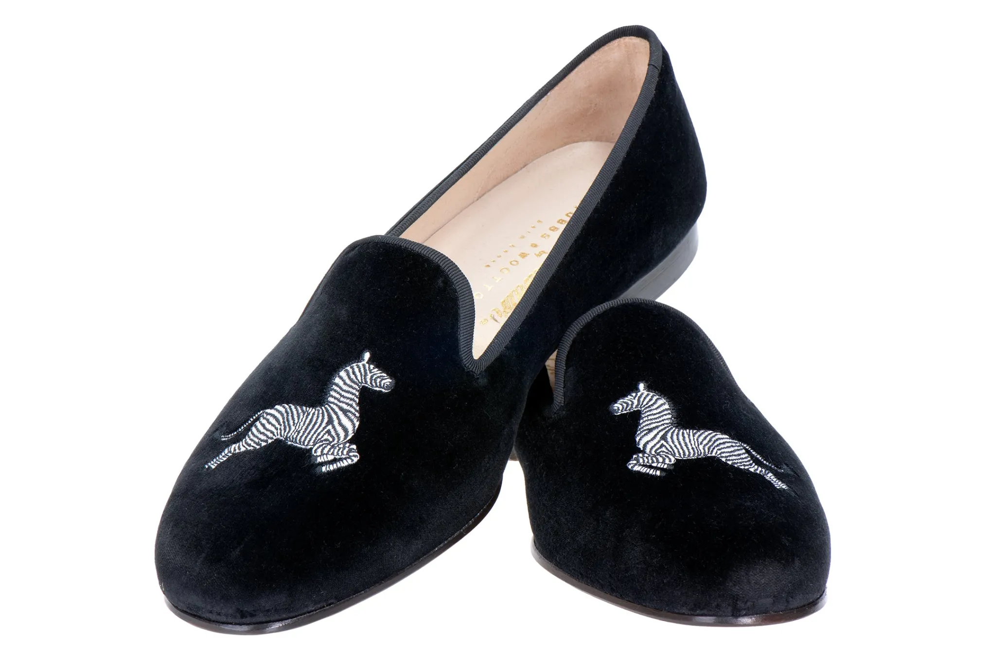 Zebra Black Velvet Slipper (Women)