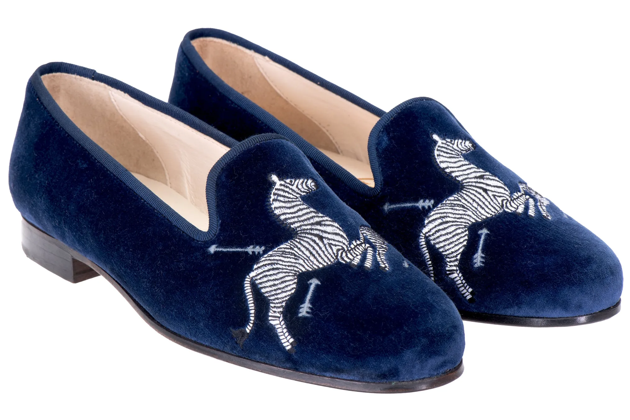 Zebras Navy Velvet Slipper (Men)