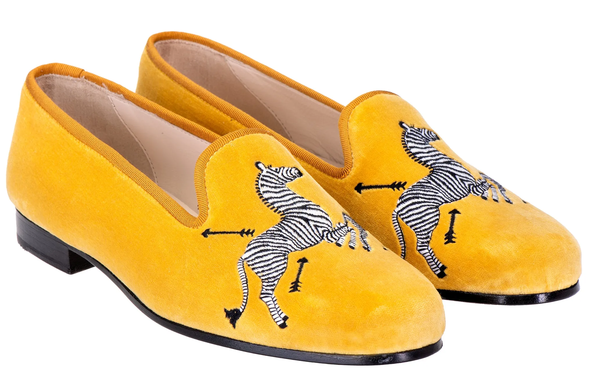 Zebras Yellow Velvet Slipper (Women)