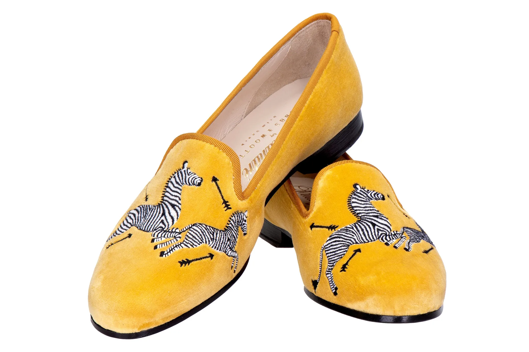 Zebras Yellow Velvet Slipper (Women)